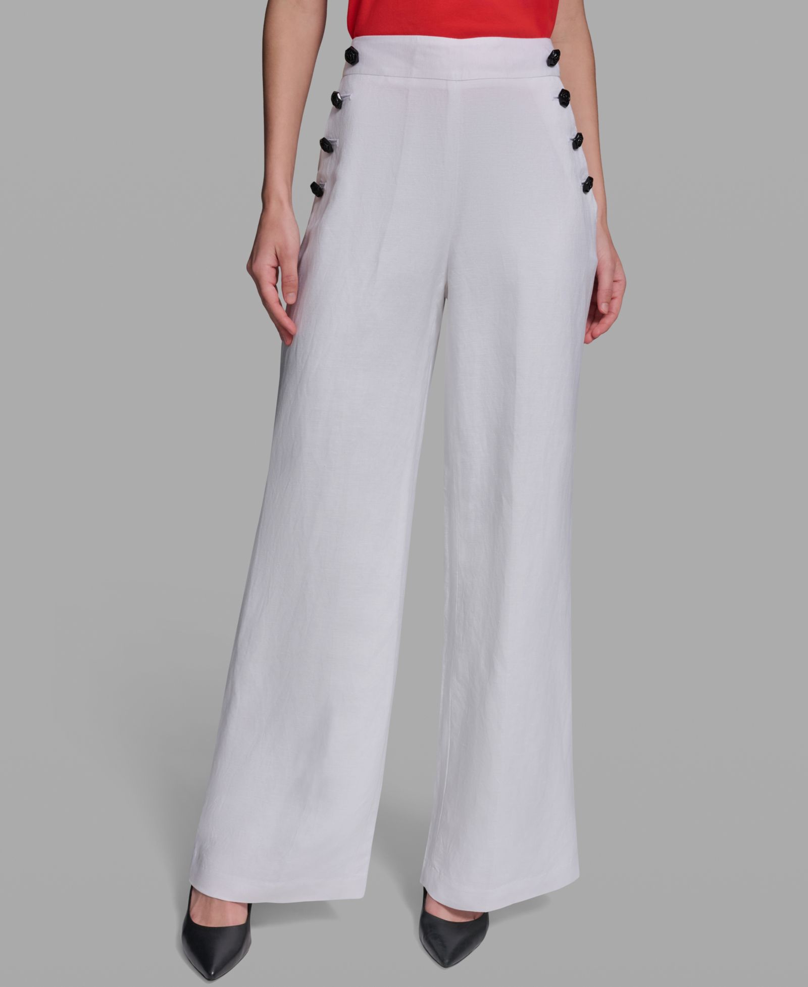 KARL LAGERFELD PARIS Женский Linen-Blend Wide-Leg Sailor Pants