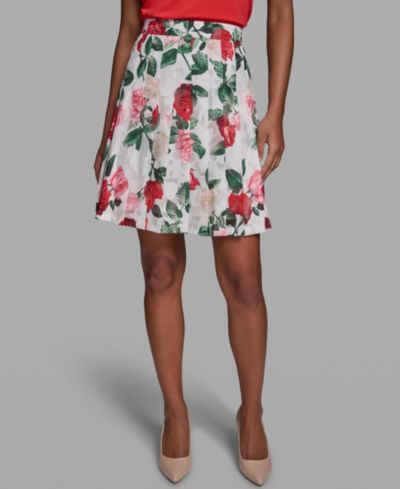 KARL LAGERFELD PARIS Women's Printed Pleat Skirt