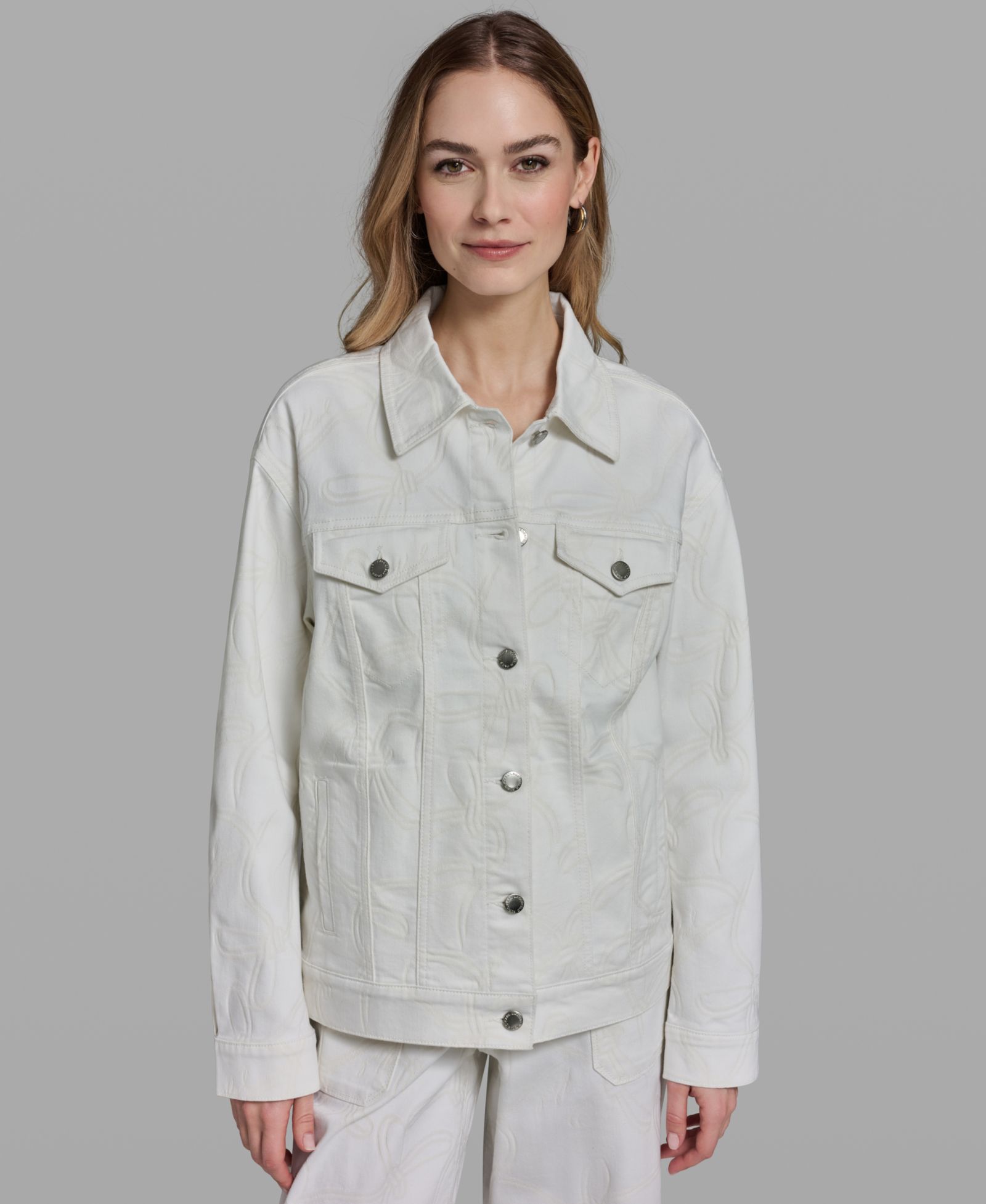 KARL LAGERFELD PARIS Women's Long-Sleeve Collared Jacket
