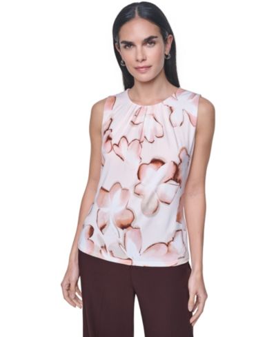 Calvin Klein Women's Pleated Crewneck Sleeveless Top