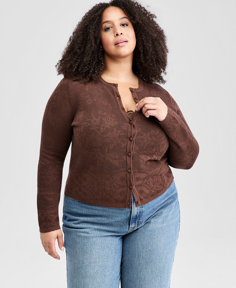 Женский вязаный кардиган And Now This Plus Size Crochet Crewneck