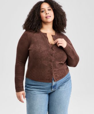 Женский вязаный кардиган And Now This Plus Size Crochet Crewneck