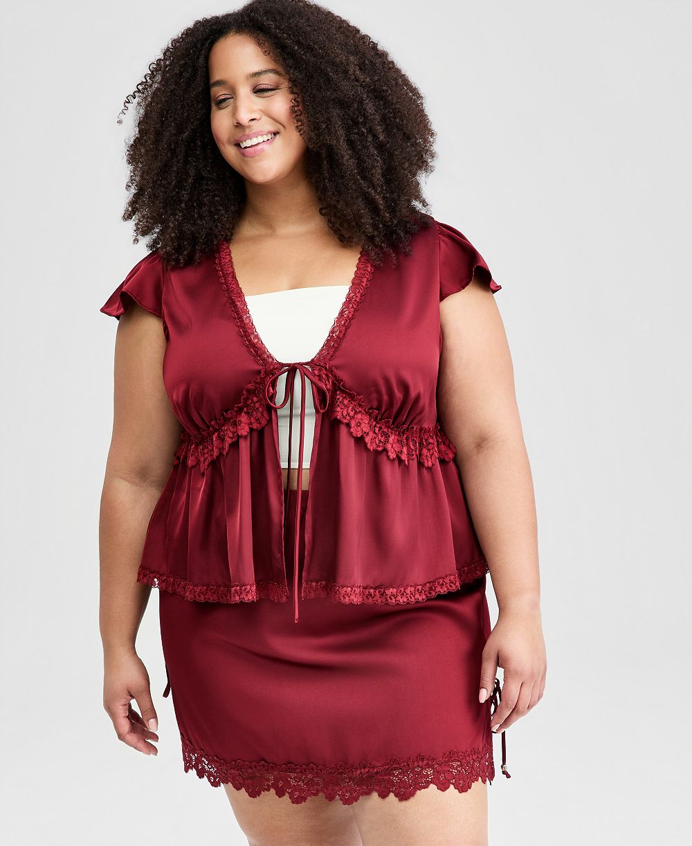 Женский топ And Now This Plus size Satin Lace Peplum-Hem
