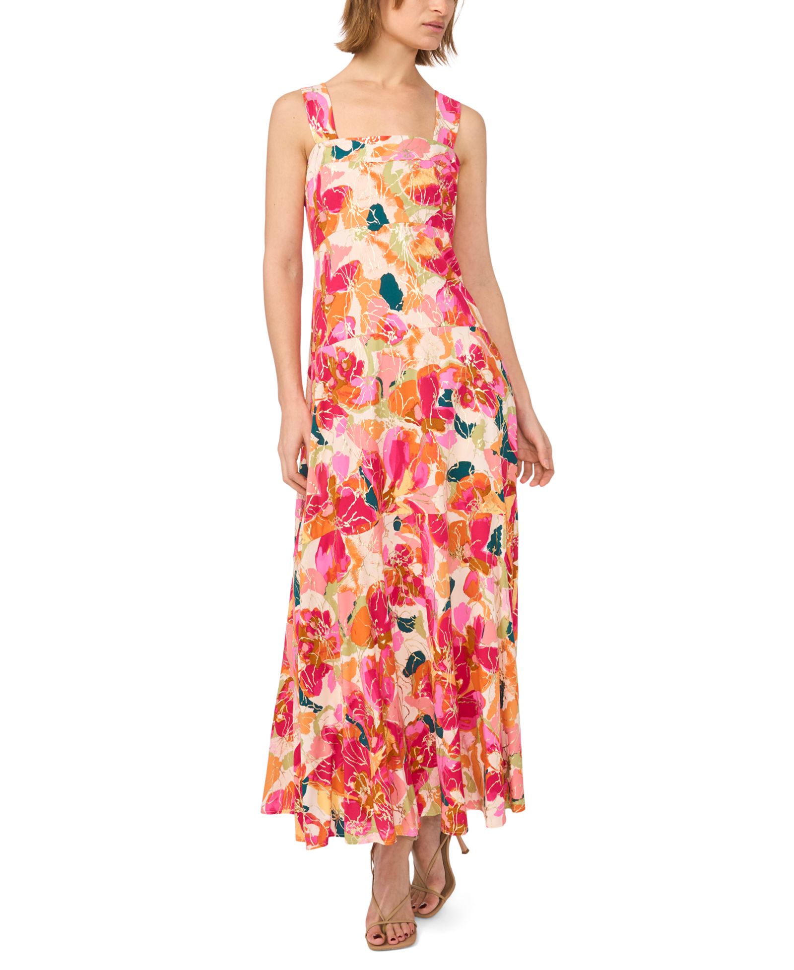 MSK Petite Square Neck Challis Maxi Dress