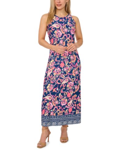 MSK Платье макси без рукавов с принтом, Petite, Round Neck