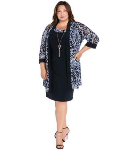 R & M Richards Plus Size Scoop Neck Jacket Dress