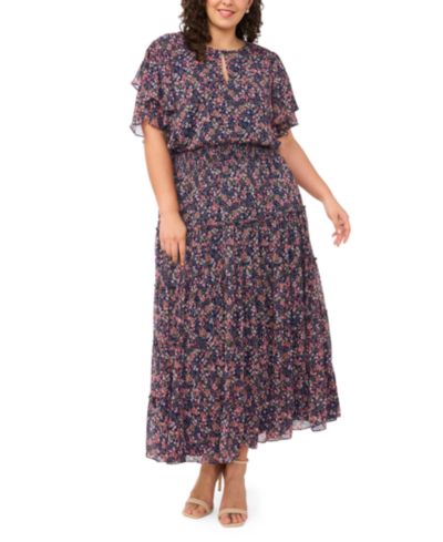MSK Plus Size шифонное миди-платье с разрезом на шее
