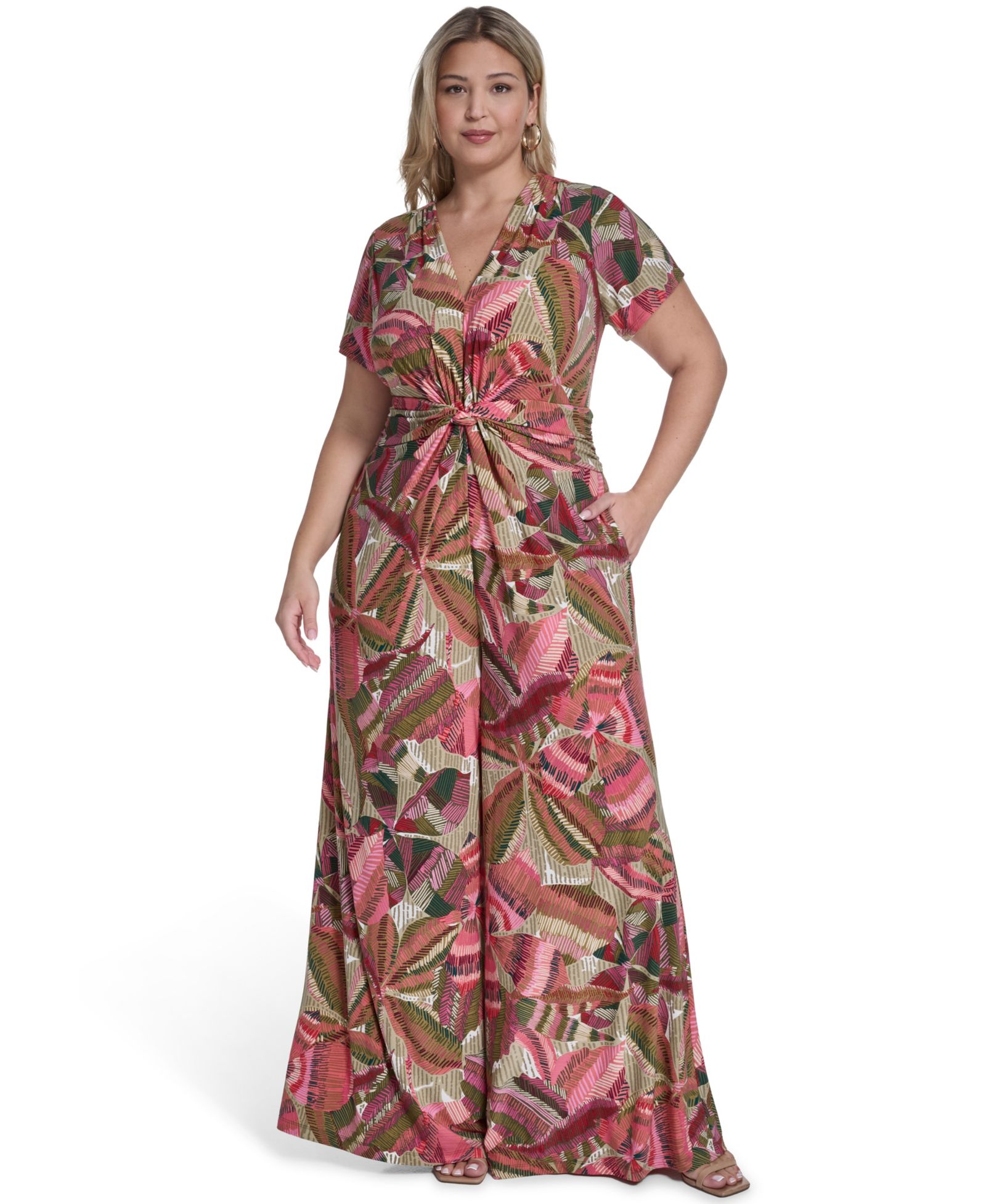 Vince Camuto комбинезон Plus Size с широкими штанинами и коротким рукавом