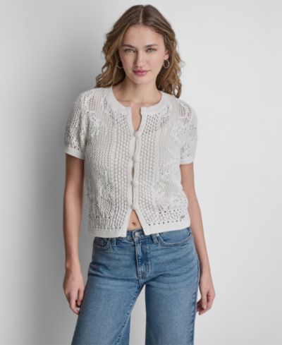 Женский кардиган DKNY Jeans с цветочным принтом и круглым вырезом