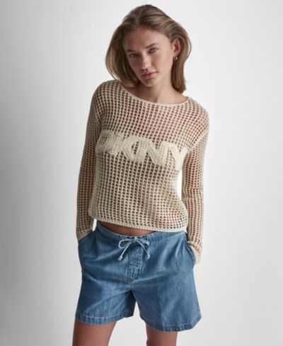 Женский джемпер DKNY Jeans с вышивкой и воротником лодочкой