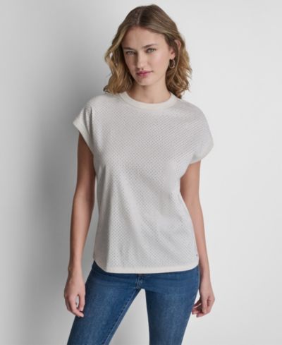 DKNY Jeans женский майка-топ с длинным рукавом и стразами