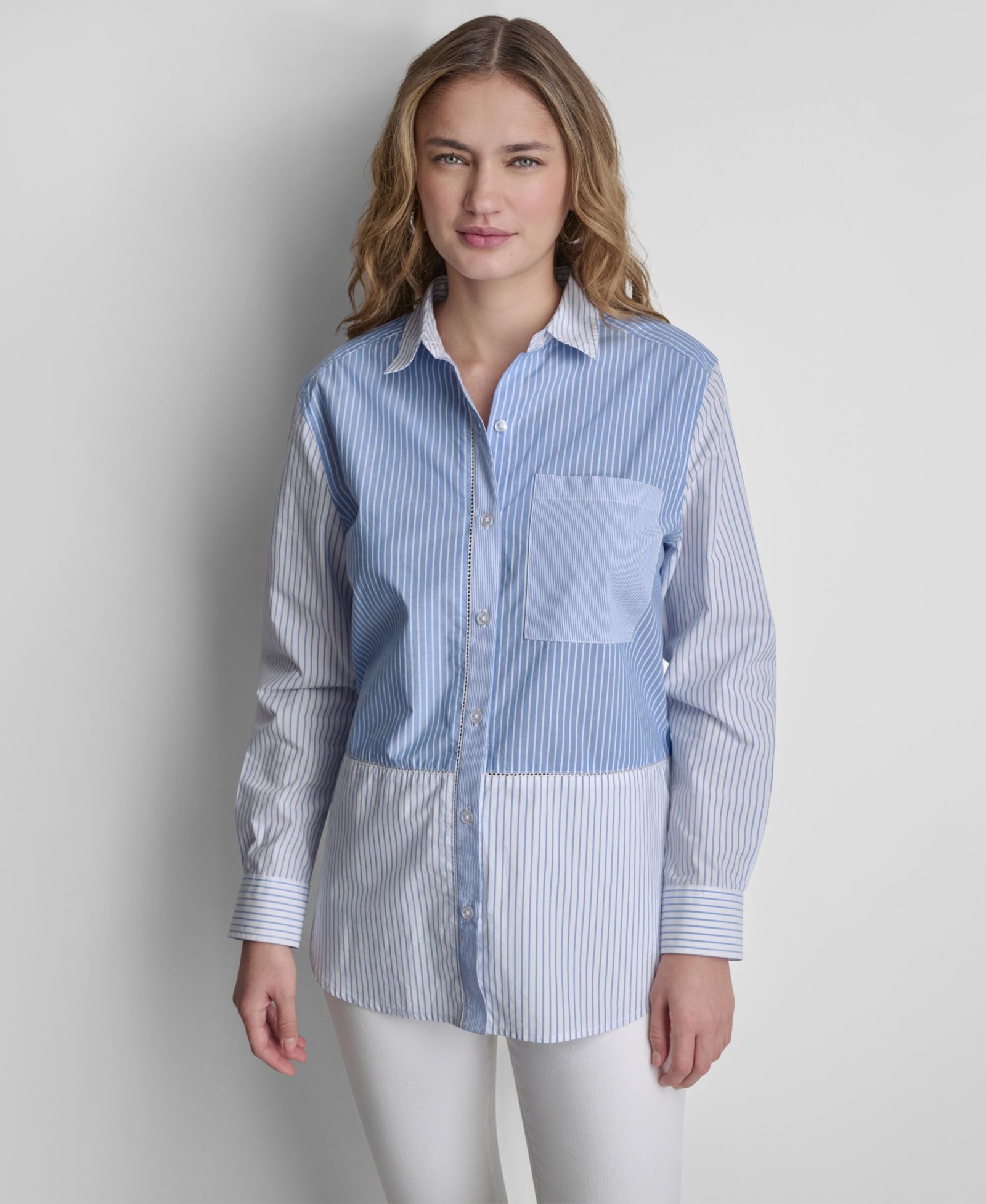 DKNY Jeans Women's Long-Sleeve Poplin Classic-Fit Shirt