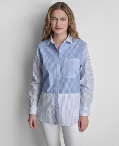 DKNY Jeans Women's Long-Sleeve Poplin Classic-Fit Shirt