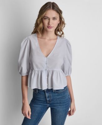 Женская рубашка DKNY Jeans с пышными рукавами и пеплемом