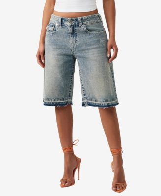 True Religion Women's Jessie Mid-Rise Baggy Denim Shorts