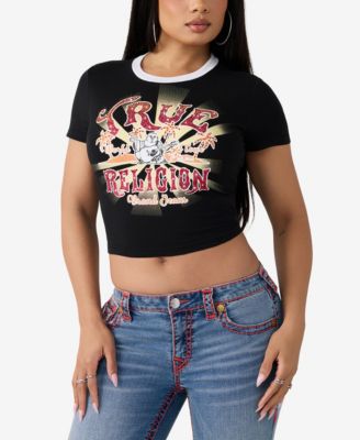 True Religion Women's Crystal Heritage Baby T-Shirt