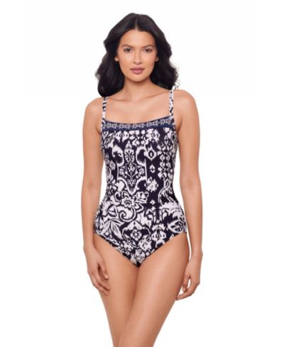 Miraclesuit Women's Printed Square Neck Underwire One-Piece Swimsuit