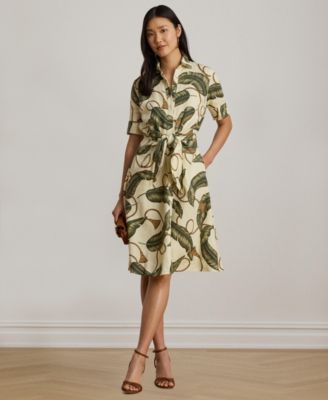 Lauren Ralph Lauren Женское льняное платье-рубашка с отложным воротником