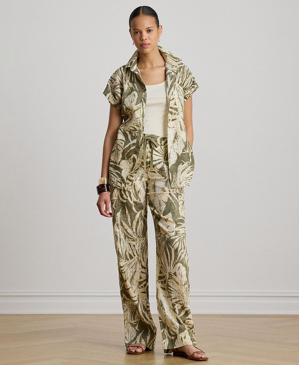 Женские широкие брюки Lauren Ralph Lauren с принтом Palm-Frond