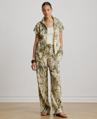 Женские широкие брюки Lauren Ralph Lauren с принтом Palm-Frond