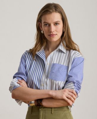 Женская рубашка Lauren Ralph Lauren в полоску со стойкой воротничок