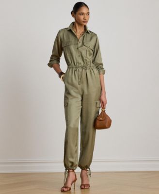Женский комбинезон Lauren Ralph Lauren Spread Collar Shantung Cargo