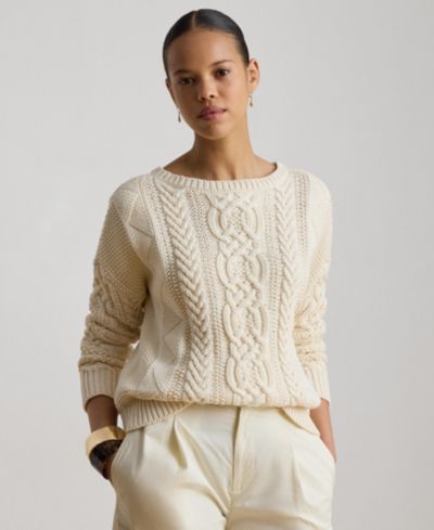 Lauren Ralph Lauren Women's Cable-Knit Boat Neck Sweater