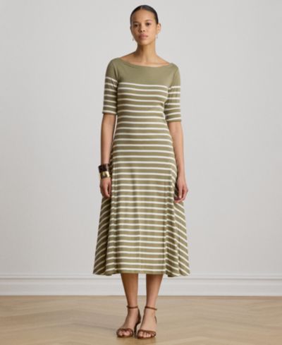 Женское миди-платье Lauren Ralph Lauren Boat Neck Breton-Stripe Ribbed