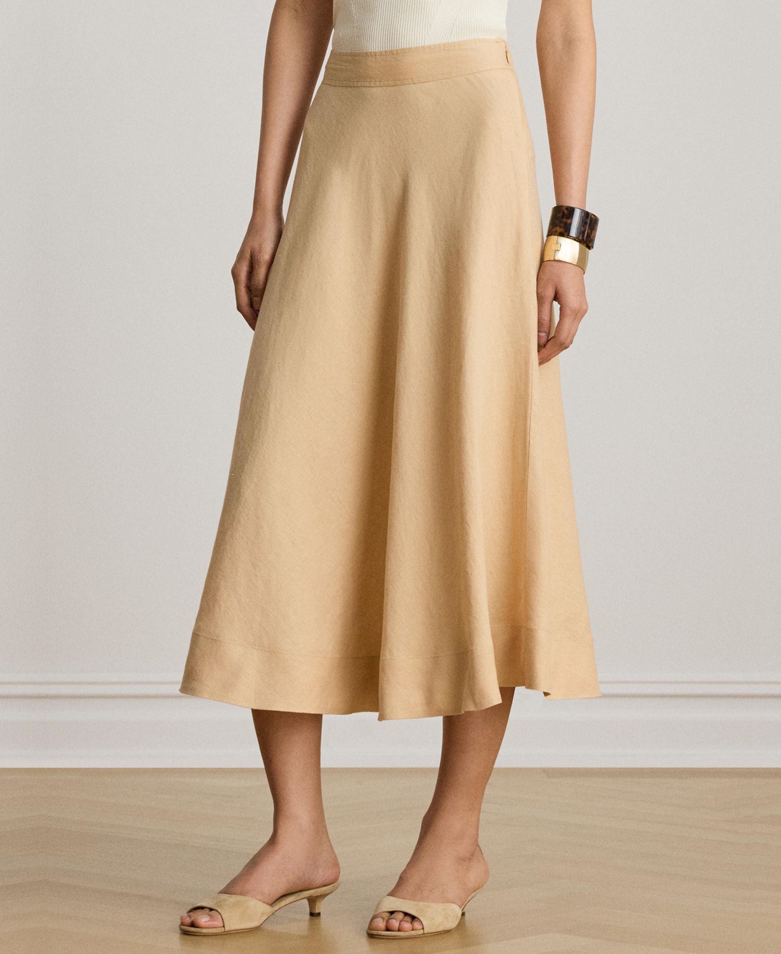 Lauren Ralph Lauren Women's Linen A-Line Midi Skirt