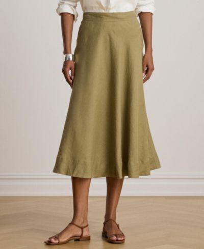 Lauren Ralph Lauren Women's Linen A-Line Midi Skirt