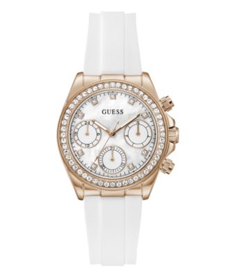 GUESS Женские часы GUESS Rose Gold-Tone, 36mm, белый силикон