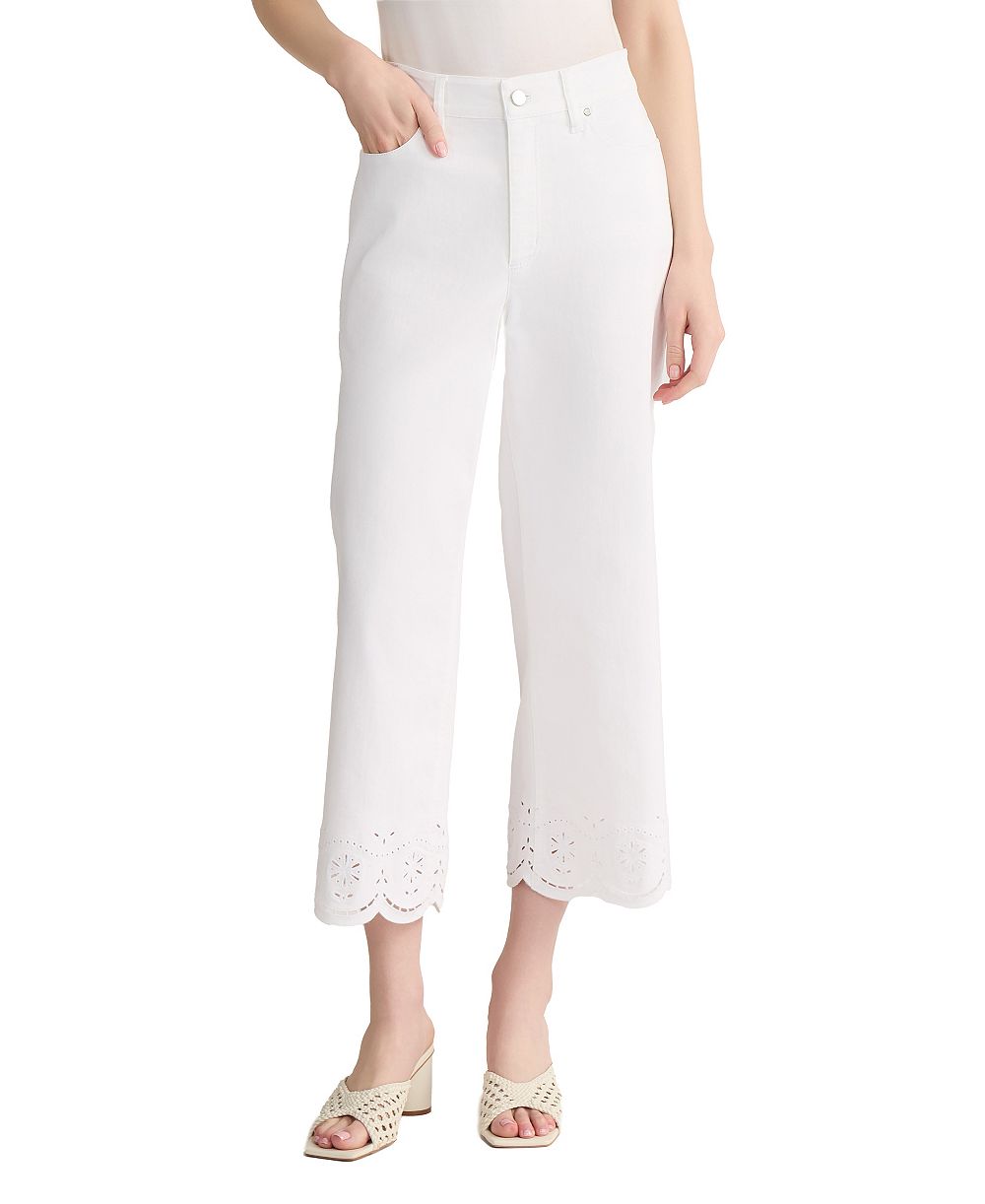 Jones New York Petite Lexington вышитые джинсы Wide-Leg Crop