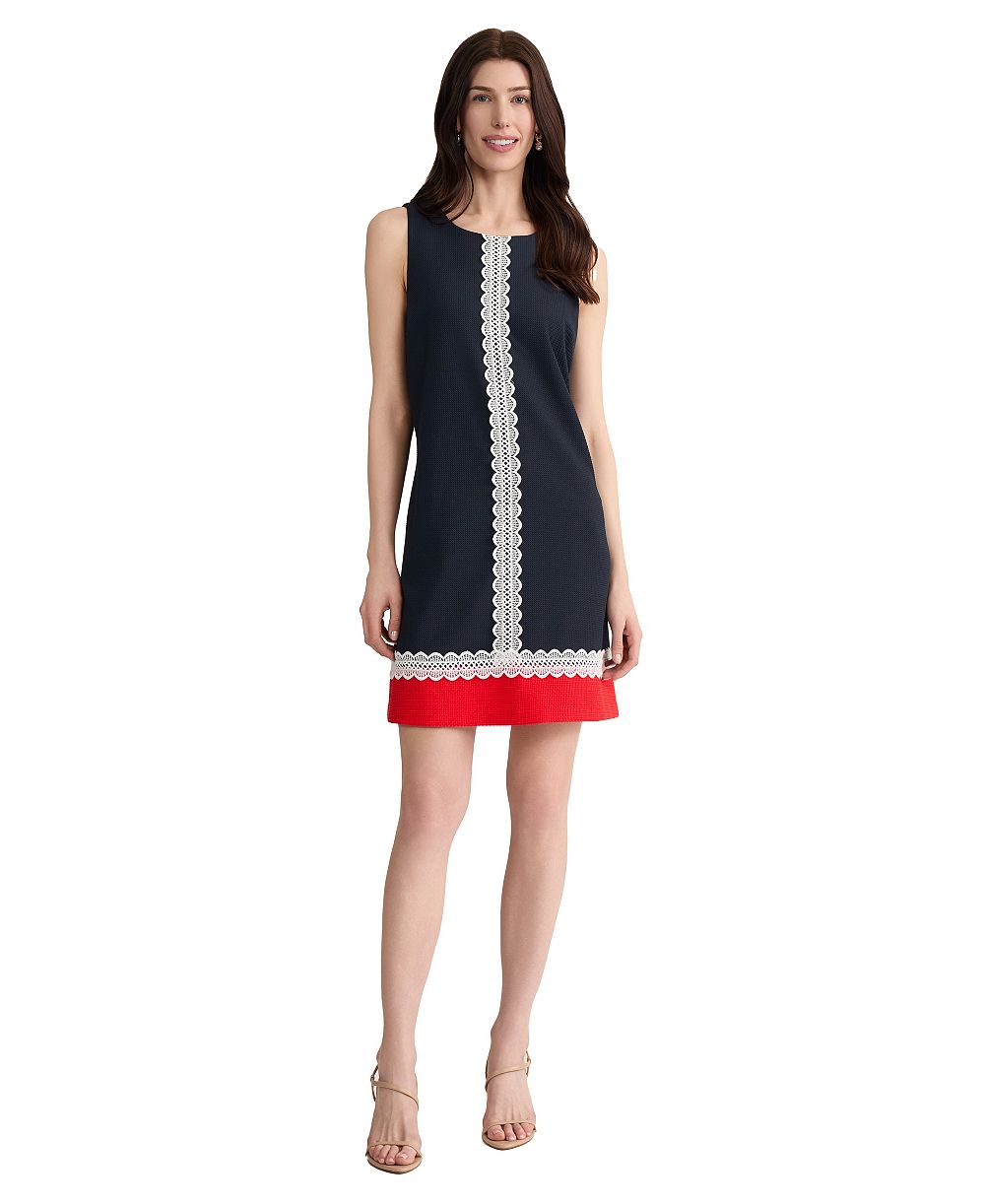 Женское платье без рукавов Jones New York Petite Sleeveless Lace-trim Colorblock