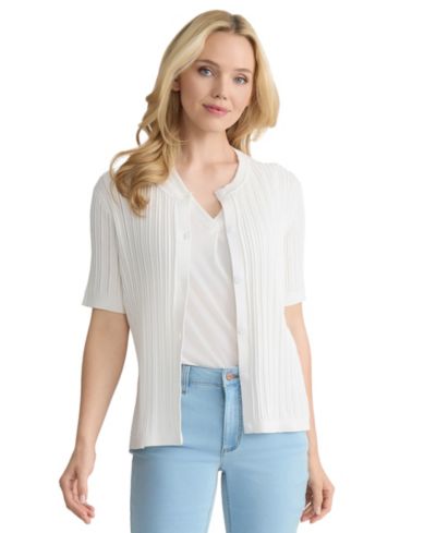 Короткая кардиган Jones New York Petite Short-Sleeve Pointelle