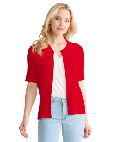Короткая кардиган Jones New York Petite Short-Sleeve Pointelle