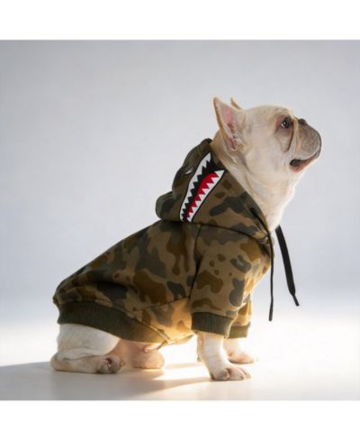 Худи для собак ARONKL Camo Extra Warm Fleece Lining Stretchy Fit с отверстием для поводка Shark Graphic