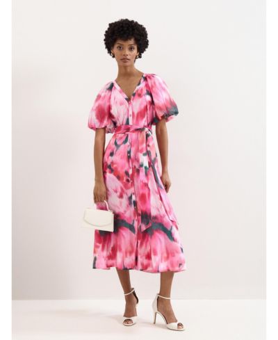 Phase Eight Women's Caterina Puff Sleeve V-Neck Shirt Dress