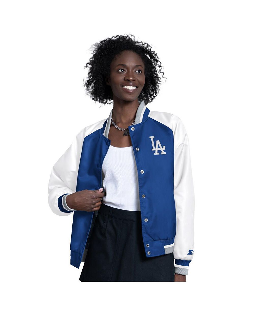 Starter Women's White/Royal Los Angeles Dodgers Blitz Varsity Raglan Full-Snap Satin Jacket