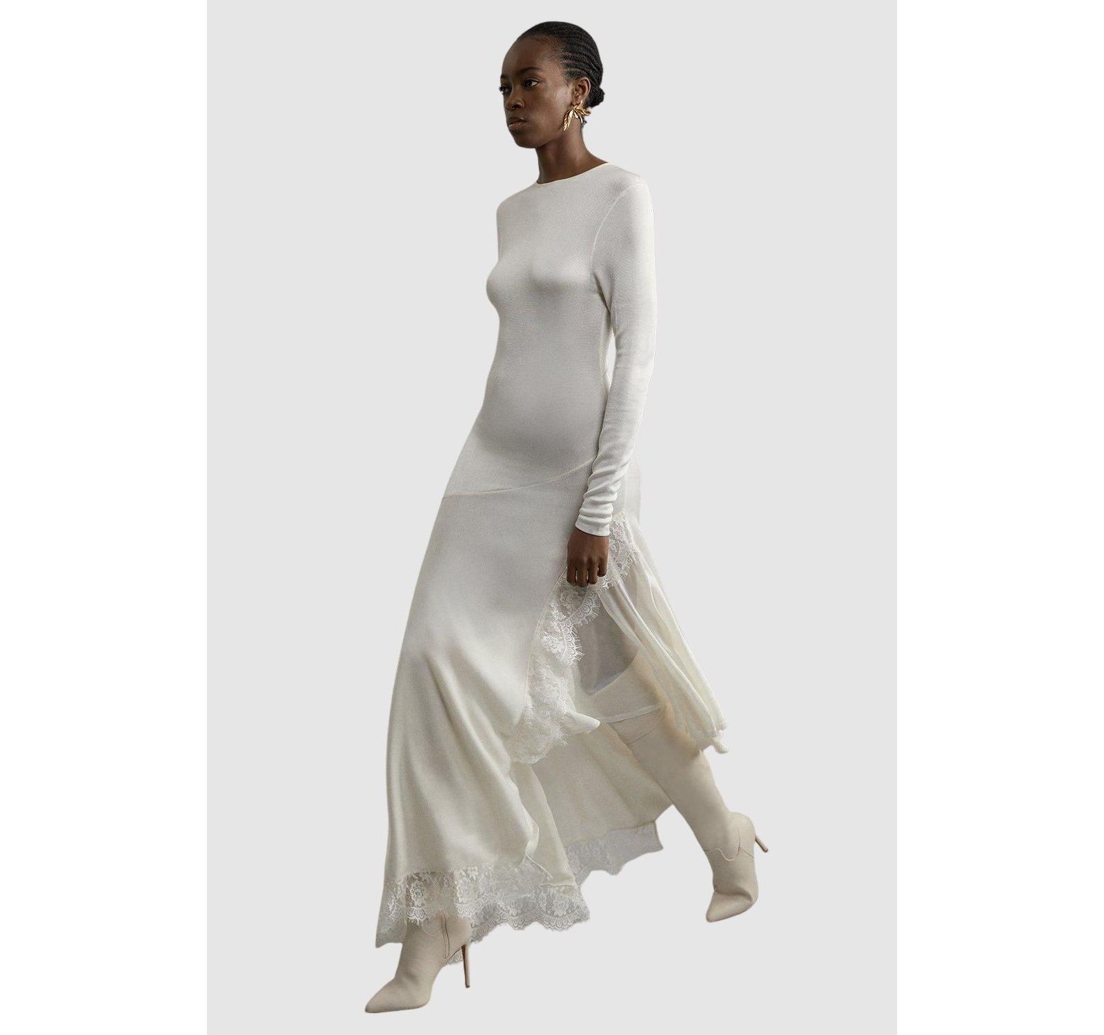 Женское платье макси Karen Millen Slinky Lace Asymmetric