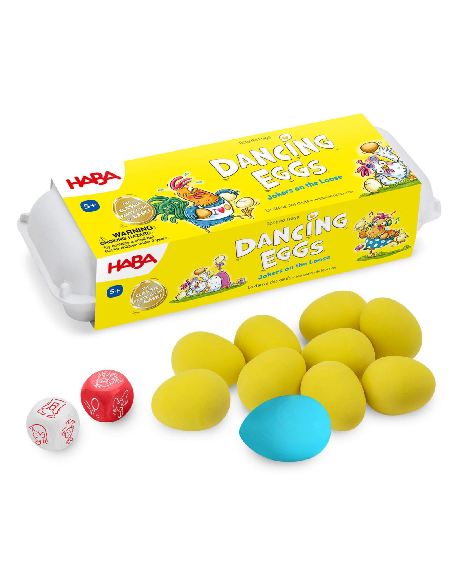 Haba Dancing Eggs: активная детская игра для детей от 5 лет, динамичная настольная игра для взрослых и всей семьи с резиновыми яйцами и костями
