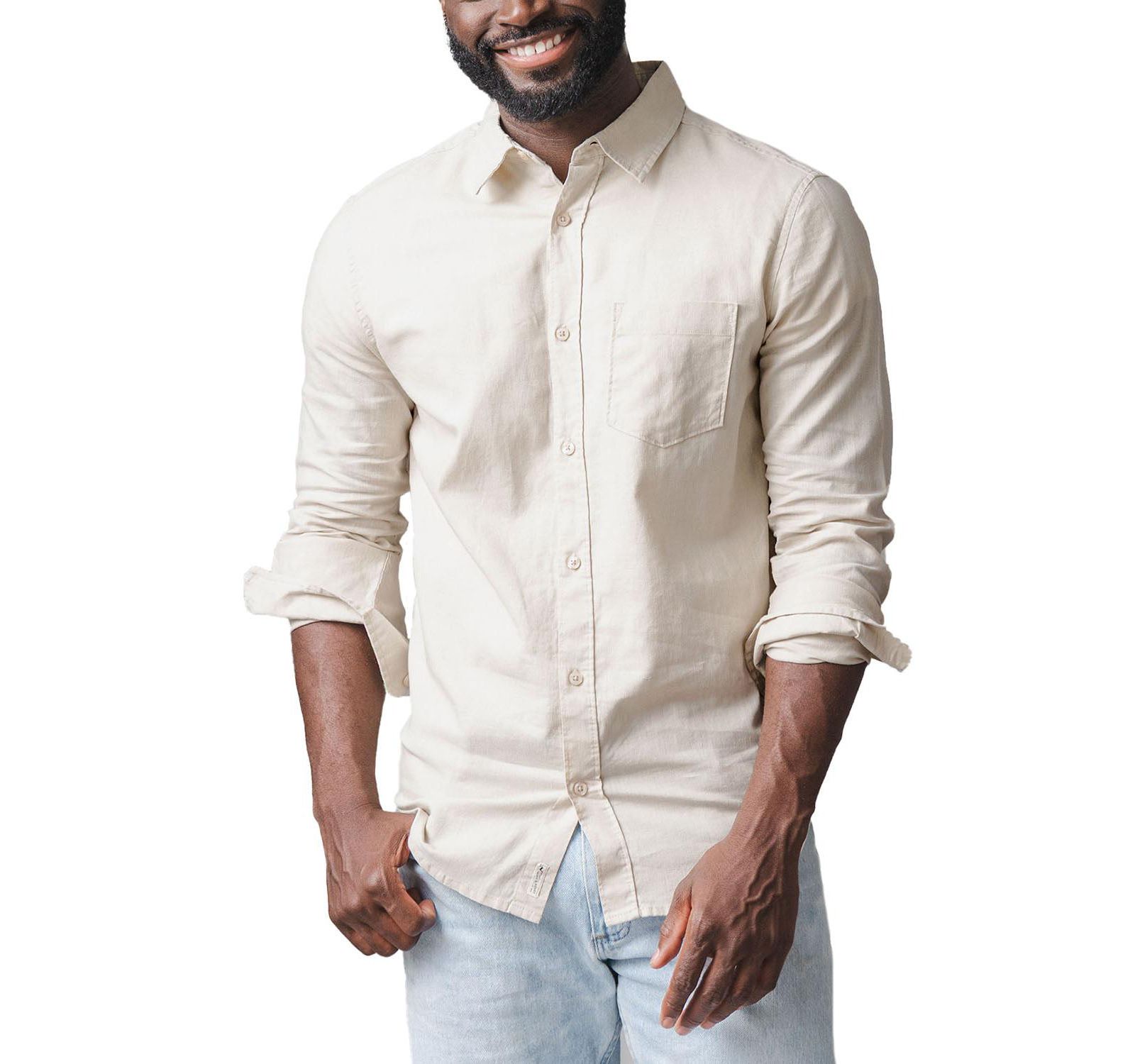 Hope & Henry Men's Hope and Henry Long Sleeve Solid Linen Shirt