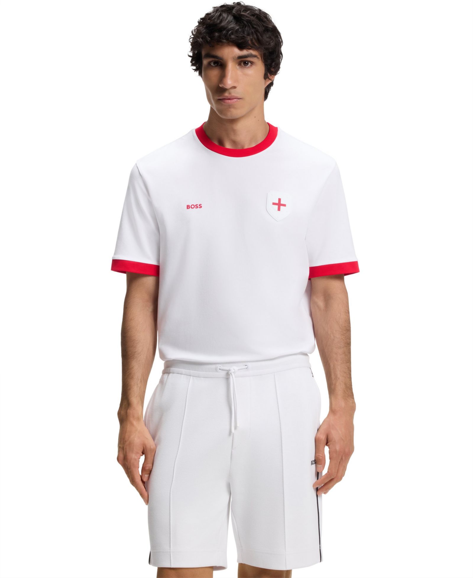 BOSS by Hugo Boss Мужская футболка из хлопкового стрейч с логотипом England Country Flag