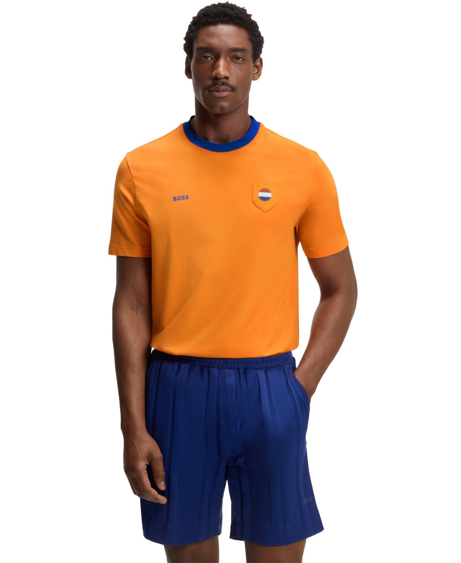 Мужская футболка BOSS by Hugo Boss Stretch-Cotton Netherlands Country Flag Logo