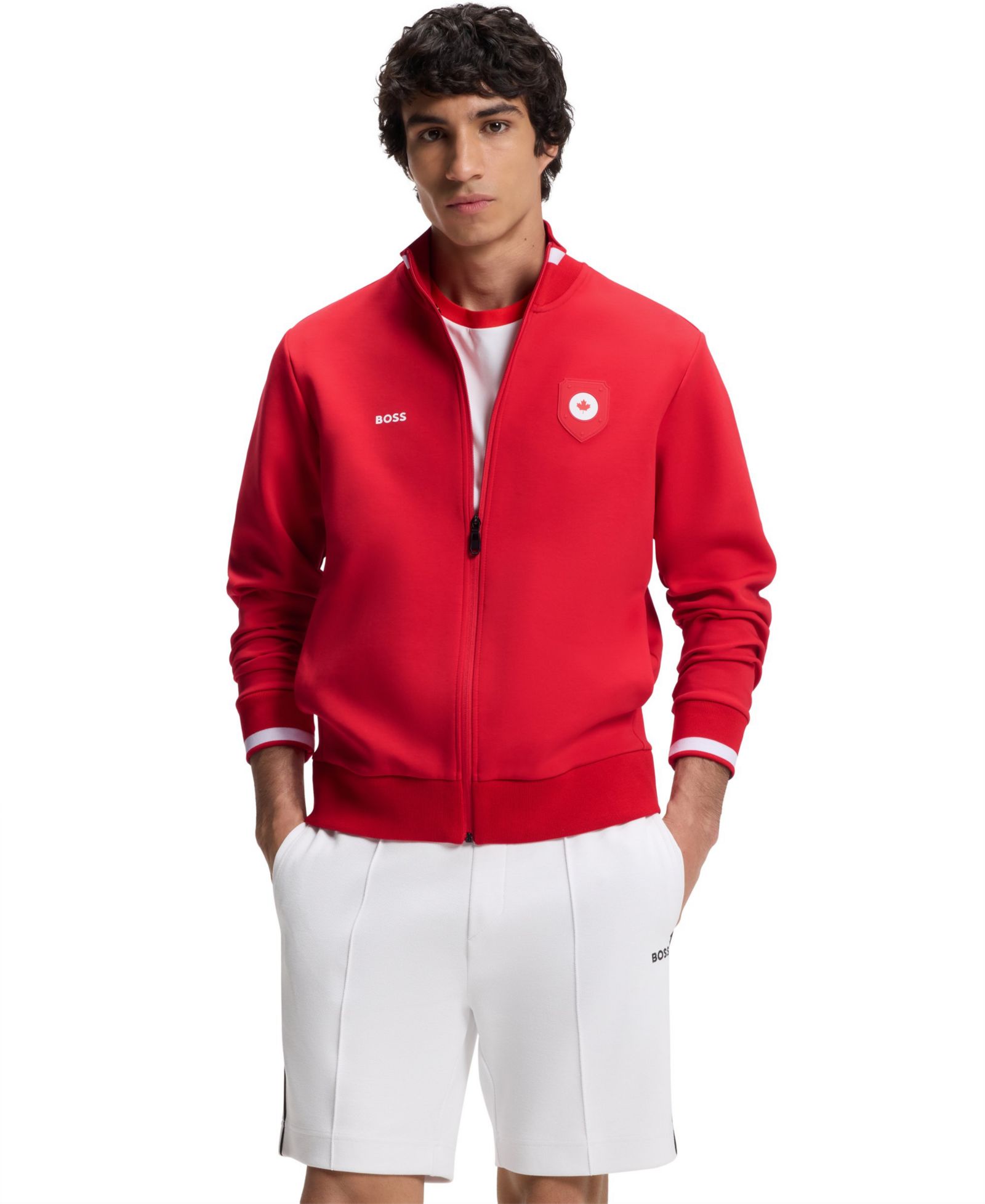 BOSS by Hugo Boss Men's Cotton-Blend Canada Country-Flag Badge Sweatshirt