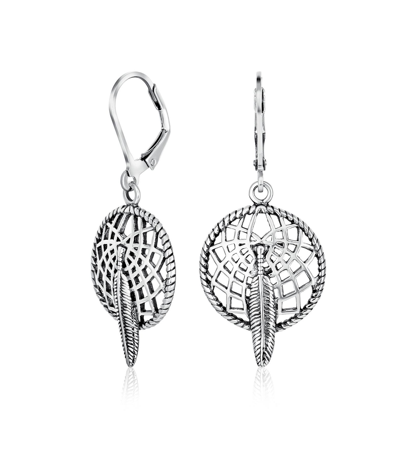 Серьги Bling Jewelry в стиле Native American с пером и листиком