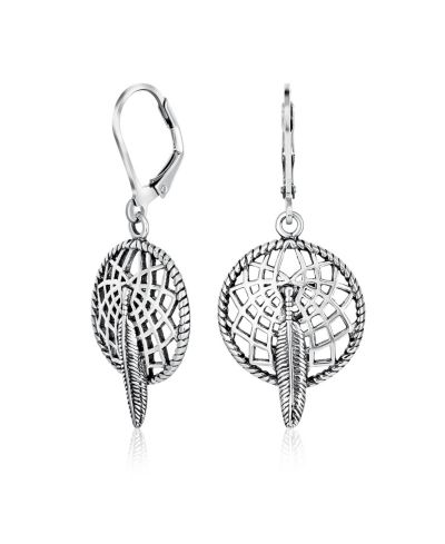 Серьги Bling Jewelry в стиле Native American с пером и листиком