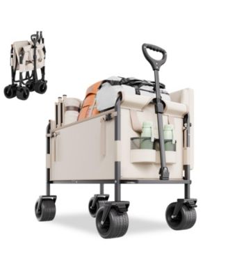 SUGIFT 2-in-1 Convertible Folding Wagon Bench with 550 lb Capacity & Adjustable Handle