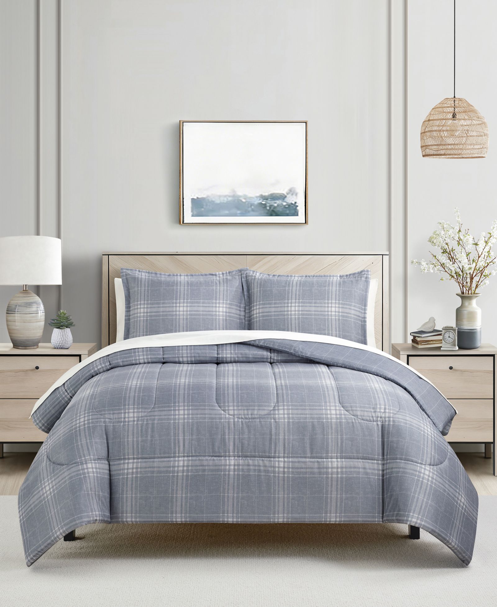 Macy's Benjamin Plaid Reversible 3-Pc. Comforter Sets