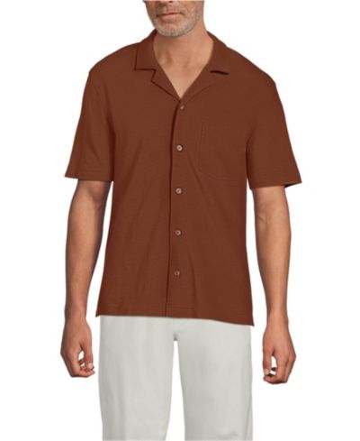 Рубашка Lands' End Men's Short Sleeve Cotton Linen Button Through Camp Collar