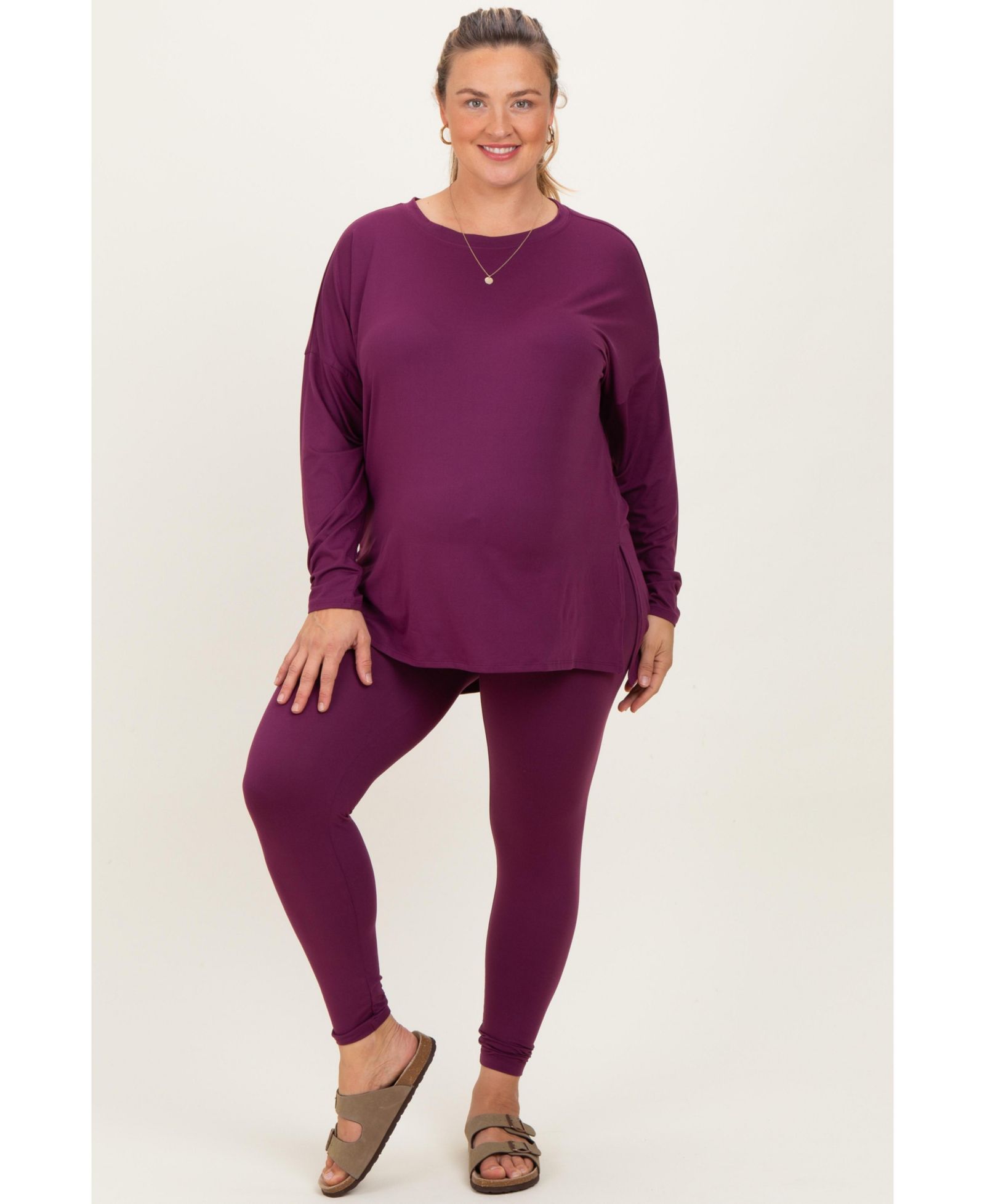 Комплект Pinkblush Women's Maternity Plum Brushed Knit Oversized Top и Legging Plus